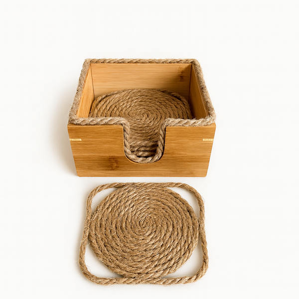 Dessous de verre en corde et bois