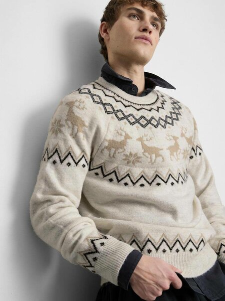 Pull en laine motifs cerf