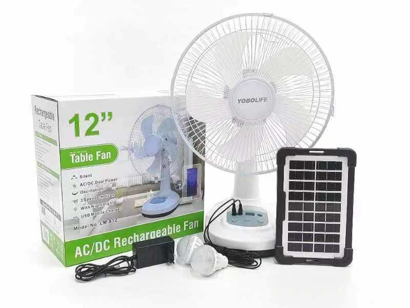 Solar rechargeable table fan
