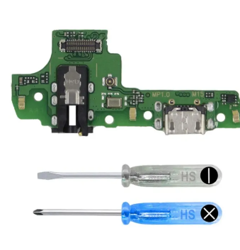 Charging socket compatible with Samsung Galaxy A10s 2019 - dock connector micro USB - audio jack/microphone/antenna replacement - including screwdriver