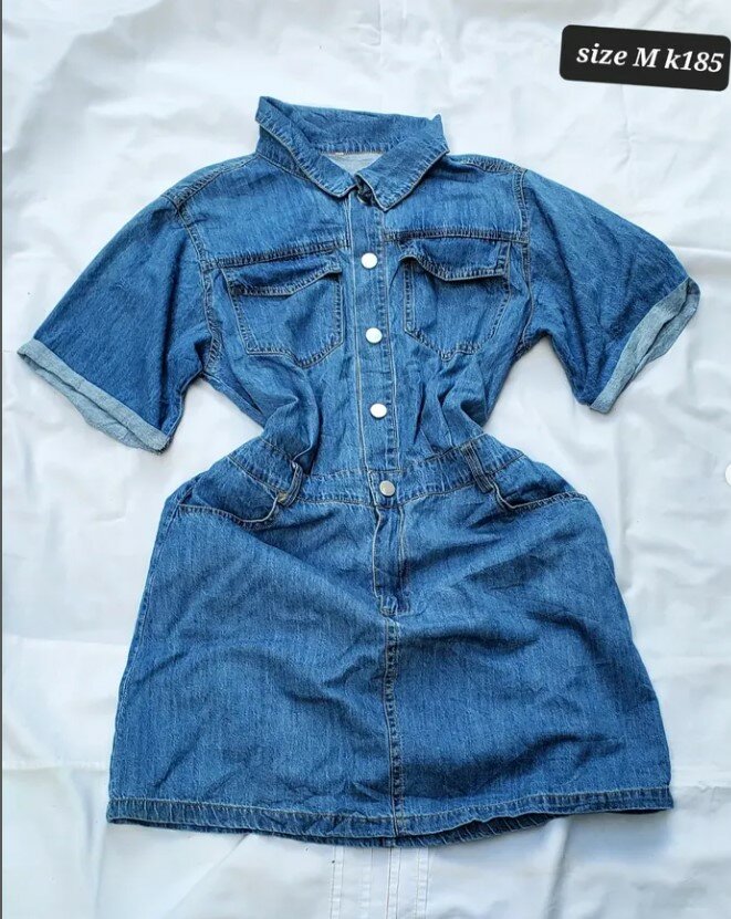 Stylish women's denim dress blue