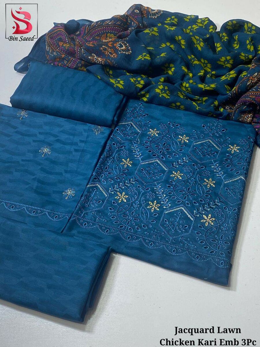 Luxury jacquard lawn 3pc, dc free