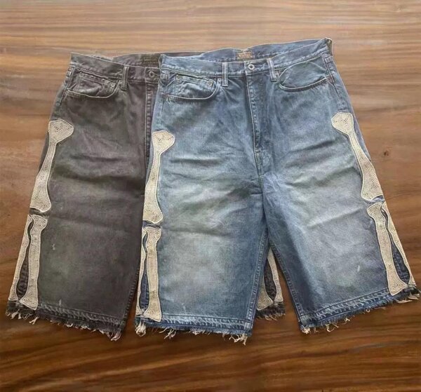 Unique Skeleton Denim Shorts