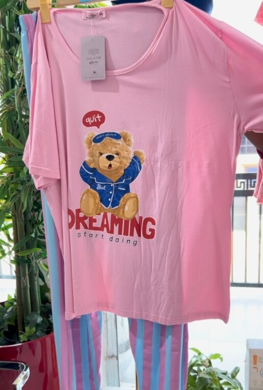 Cotton set pink top and trousers ✅Size: 16-18-20