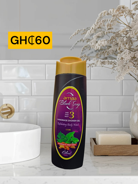 Amaa Black Soap Moringa & Mint Shower Gel