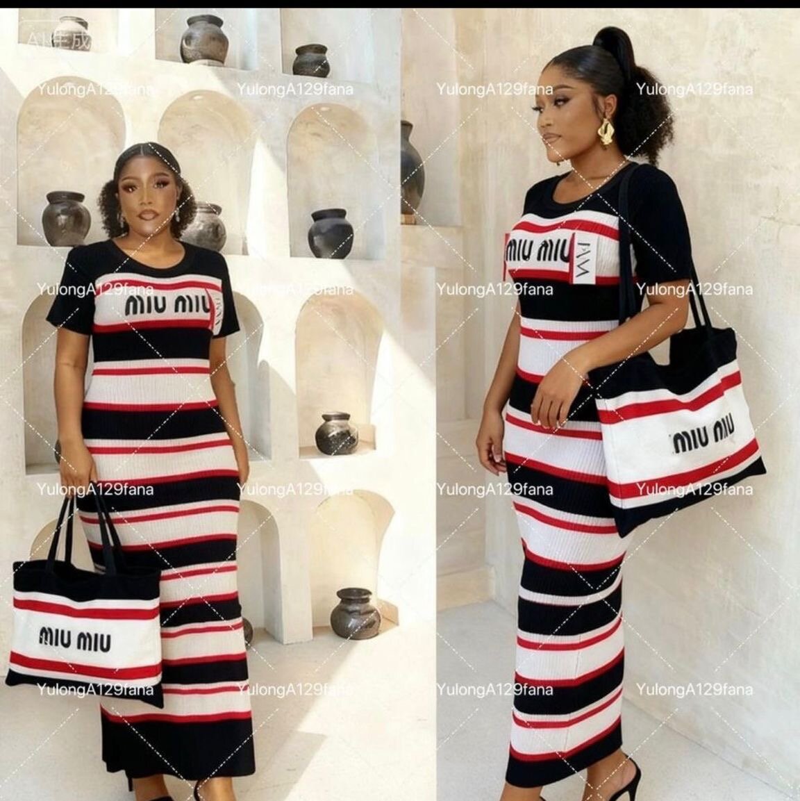 Robe rayée Miu Miu élégante