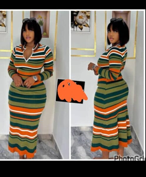 Robe longue à rayures colorées