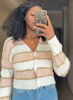  Short knitted Sweater  with buttons in pink  size: M