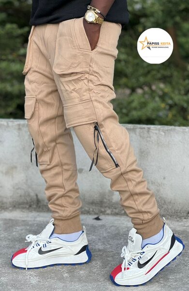 Pantalon cargo beige homme