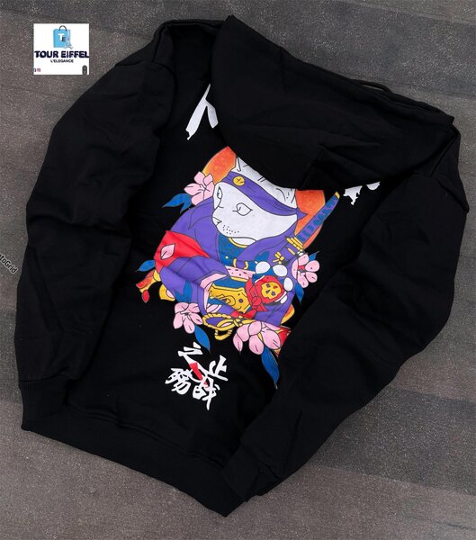 Sweat à capuche chat samouraï
