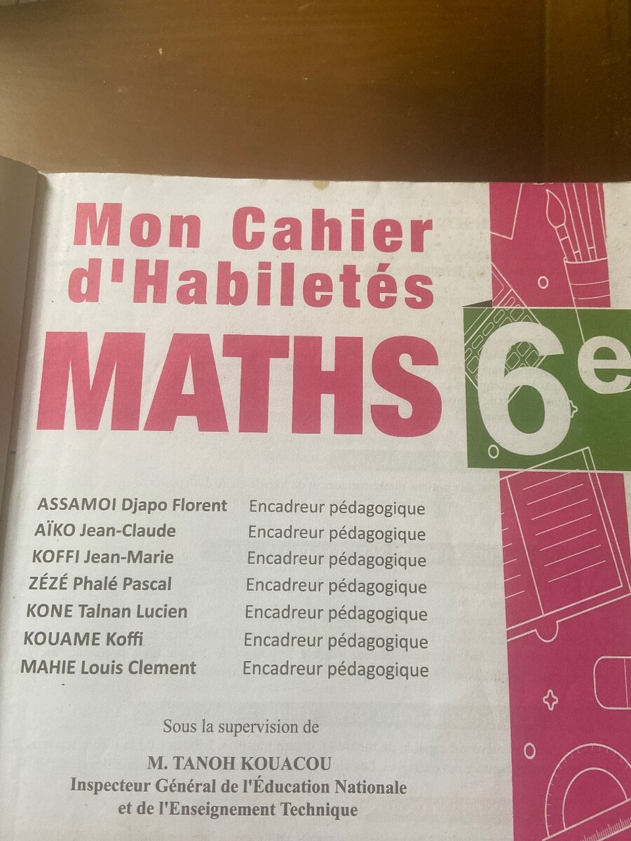 Cahier de Maths 6e Année