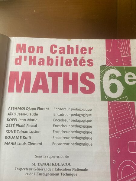 Cahier de Maths 6e Année