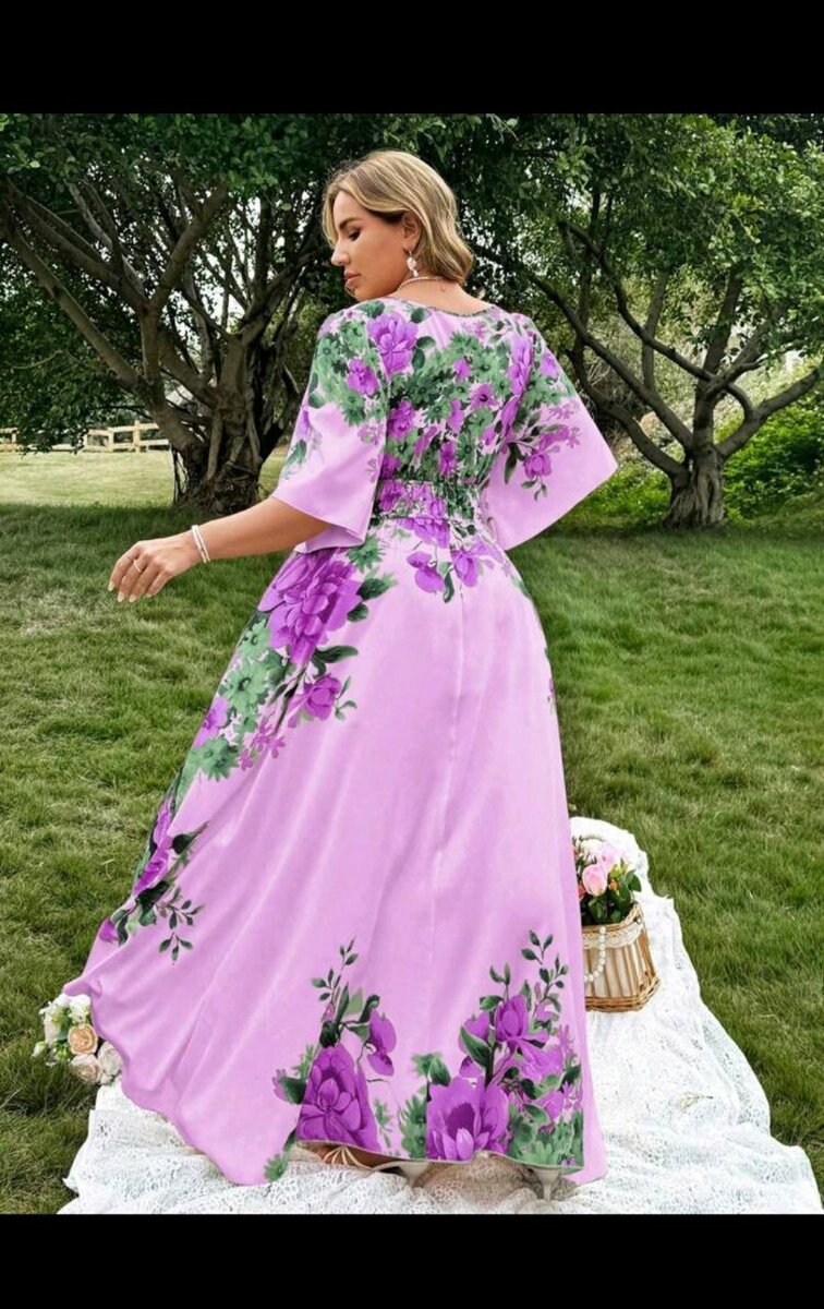 Robe maxi fleurie violette