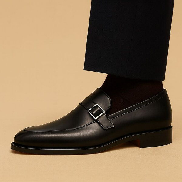 Mocassins en cuir noir homme