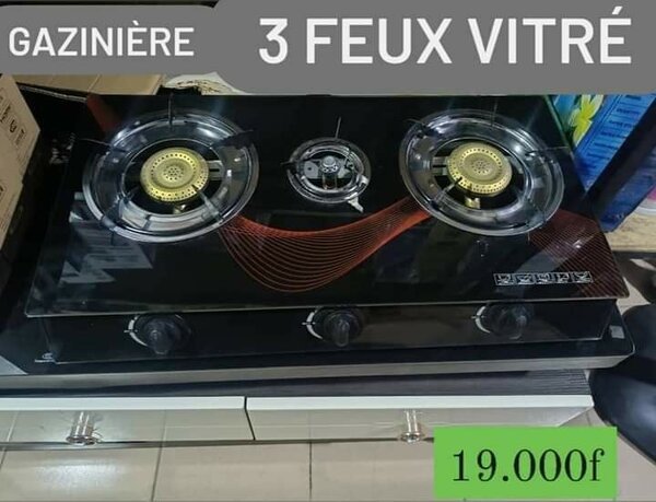 GAZINIÈRE VITRÉE 3 FEUX AUTOMATIQUE 