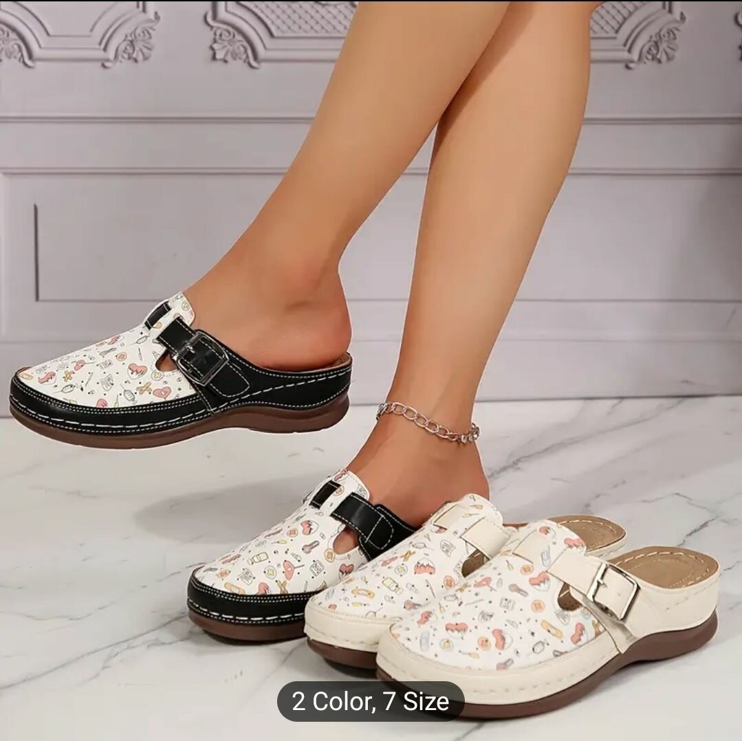 Stylish Nurse Element Print Mules