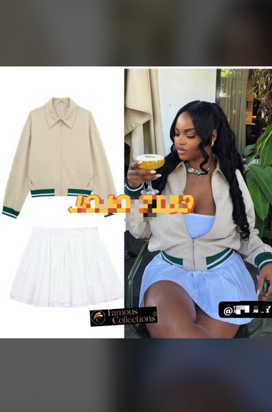 Veste beige et jupe blanche