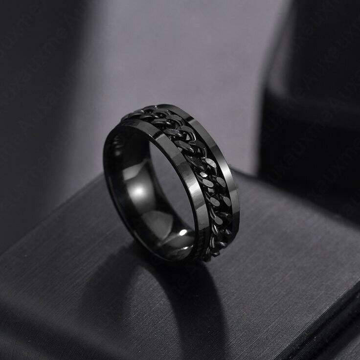 Bague homme acier noir élégante
