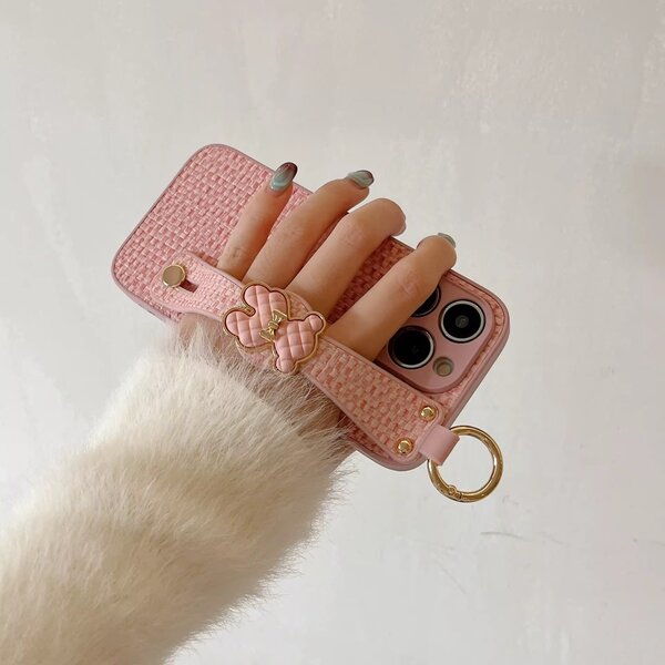 Étui en cuir rose IPhone 12Pro