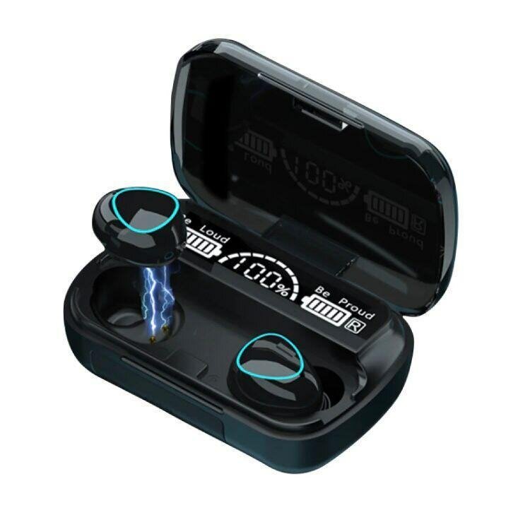 M10 Digital Display Case Earbuds, Black