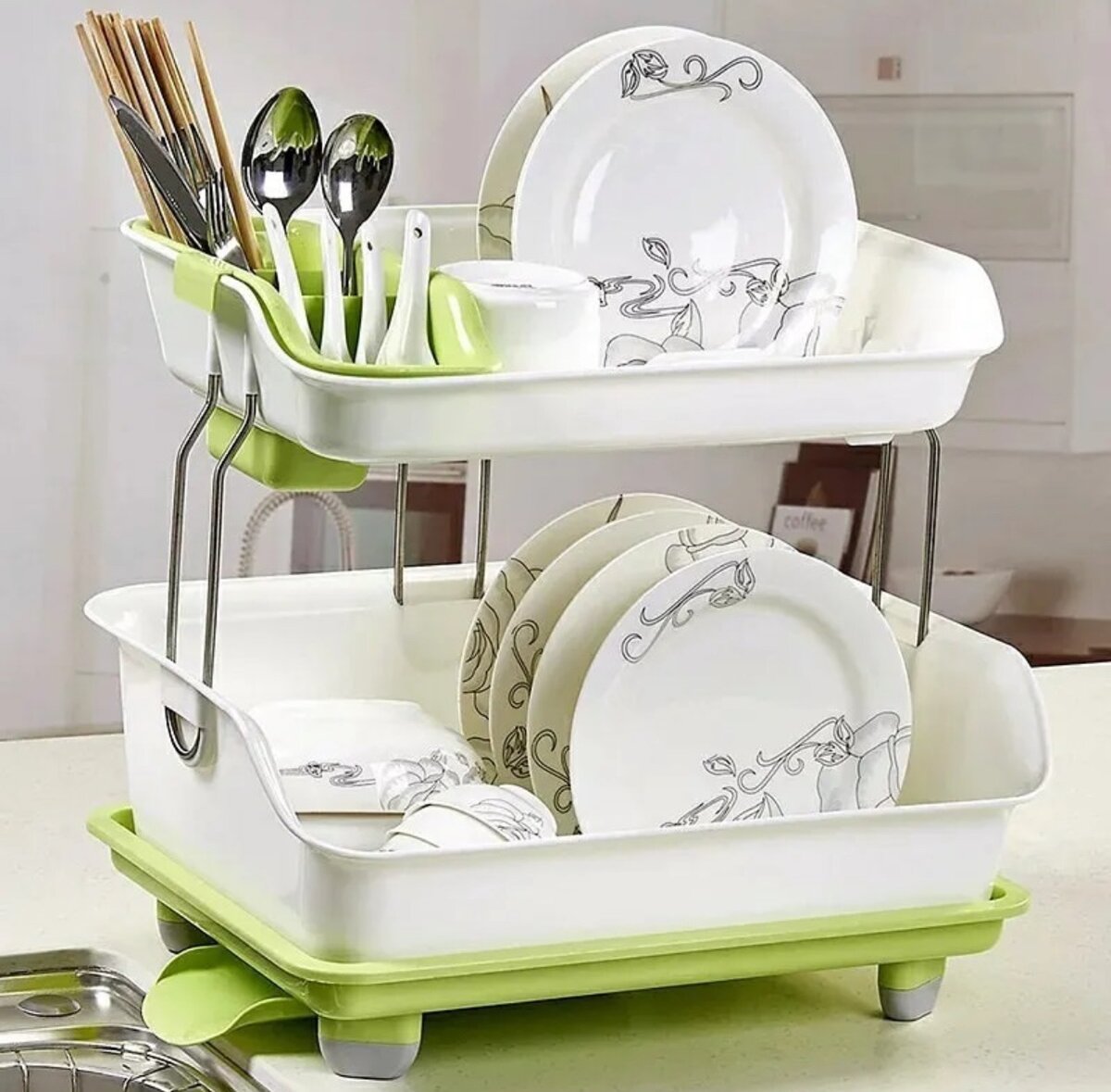 Kitchen Plate Rack with Drainer
