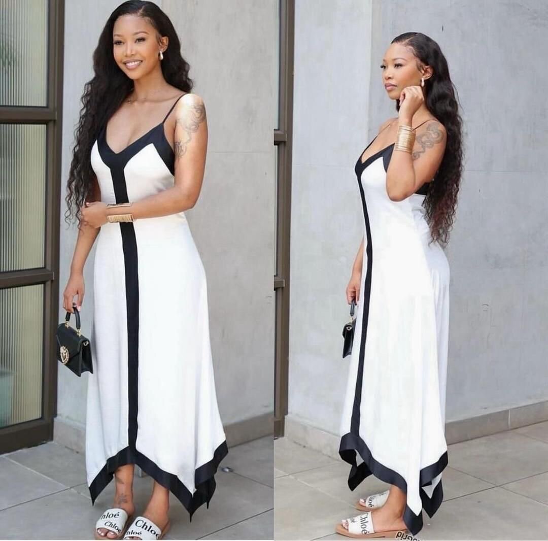 Robe longue élégante bicolore