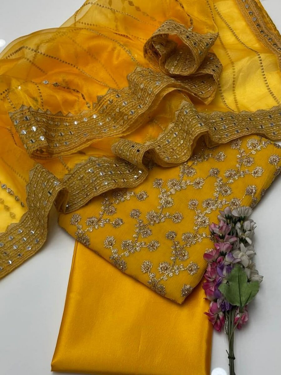 New Eid collection 3 pc .organza,silk, chiffon dc free
