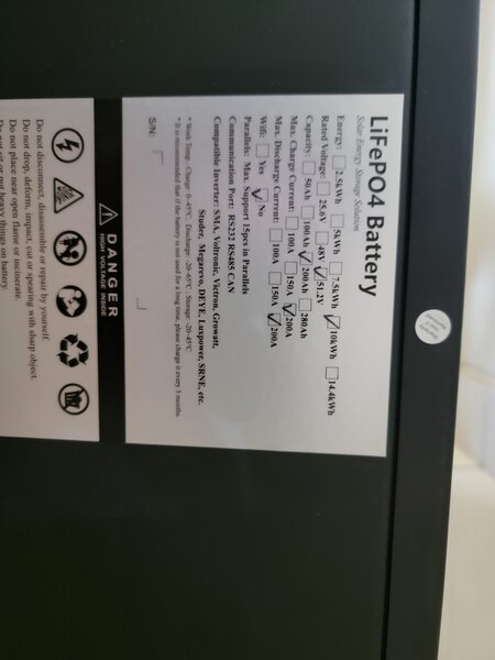 Evada UPS 51.2v 200Ah