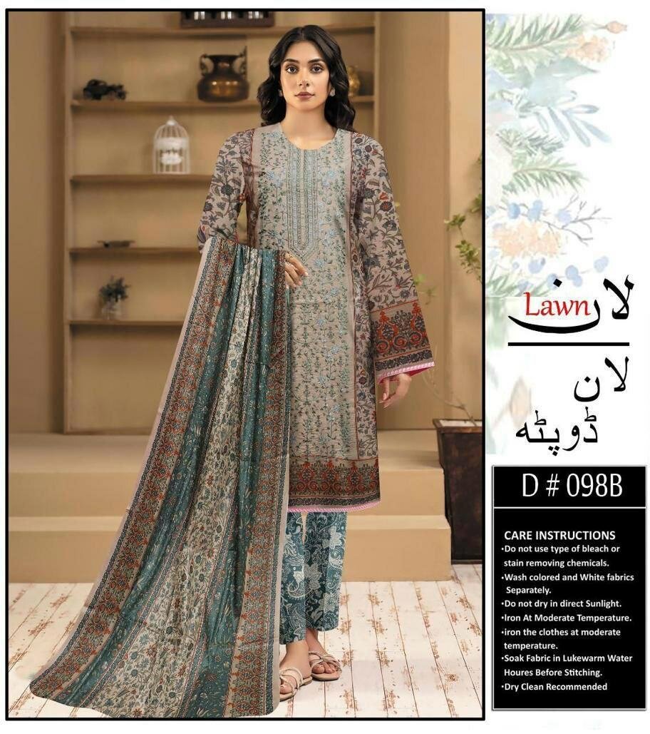 Printed lawn suit