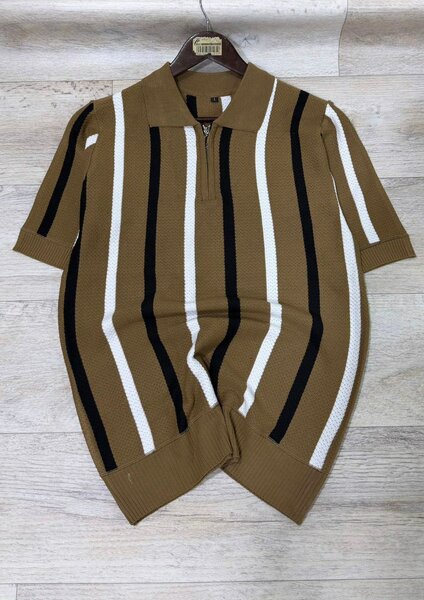 Pull polo à rayures pour homme