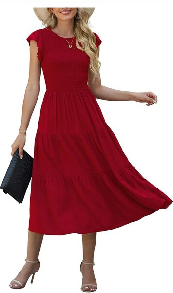 GRECERELLE Womens Summer Maxi Dress - Casual Midi Smocked