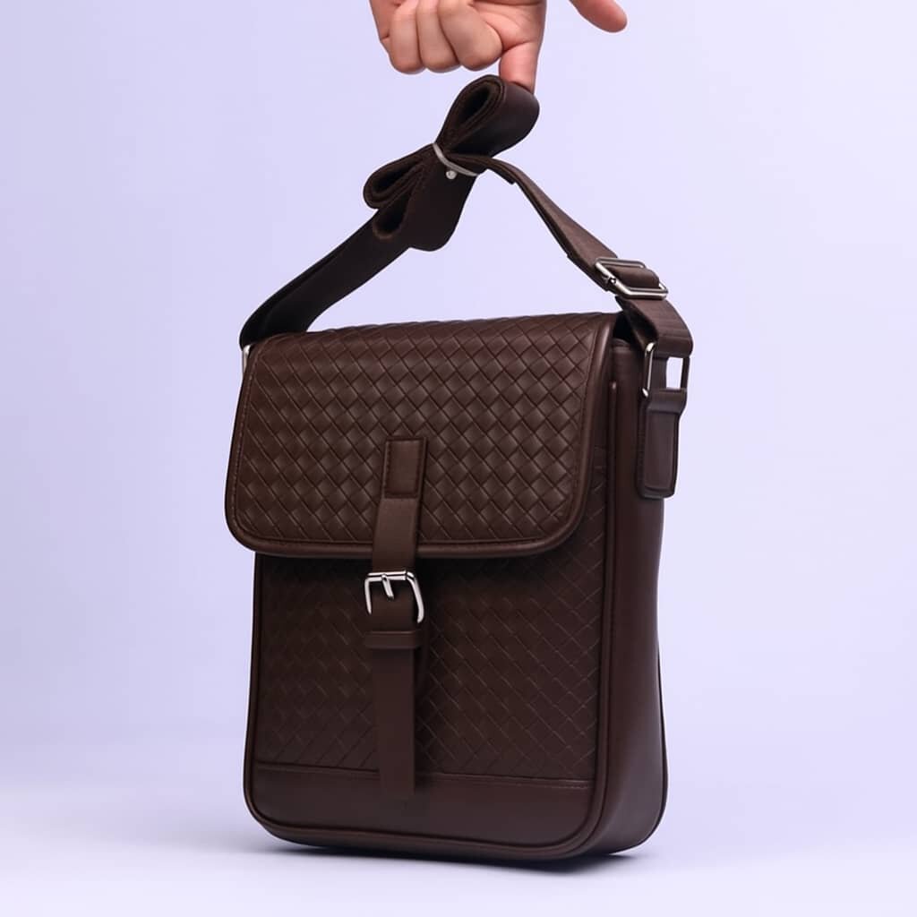 Sac bandoulière tressé marron