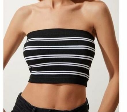 Top bandeau rayé noir