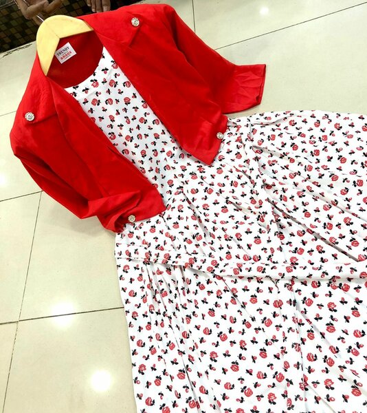 Imported printed maxi with plain  jacket