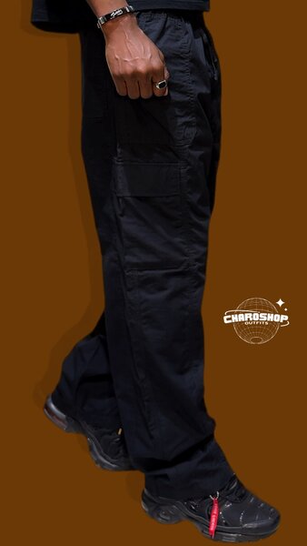 Pantalon cargo noir pour hommes