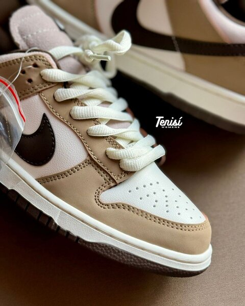 Baskets basses beige et marron