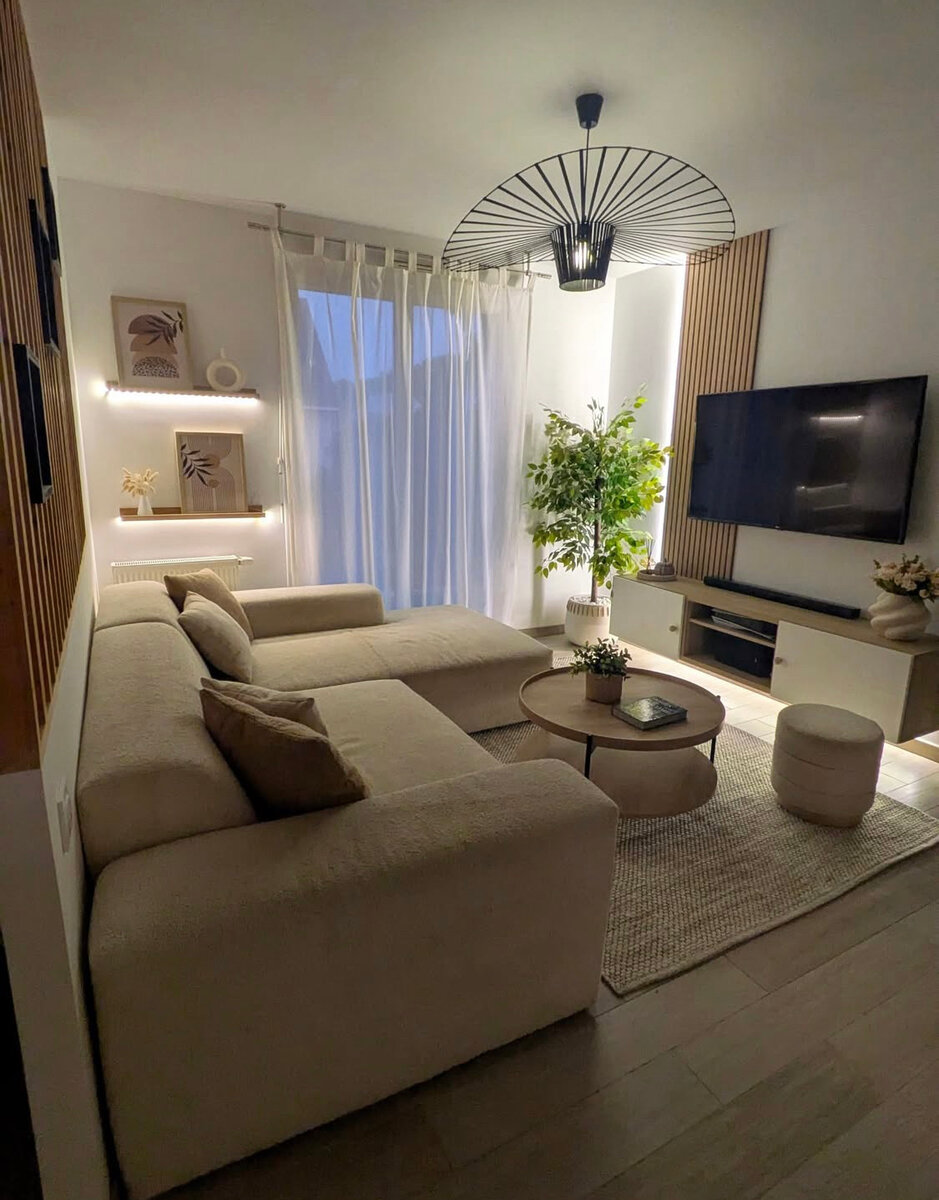 Canapé d'angle moderne beige