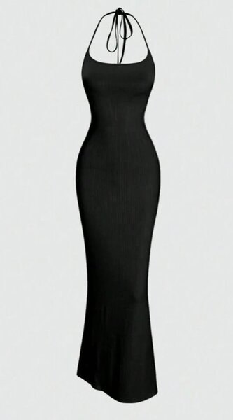 Elegant Black Halter Dress