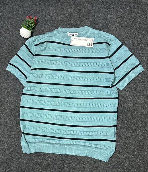 T-shirt rayé bleu homme