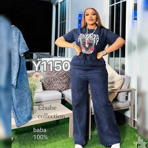 Pantalon en jean taille haute