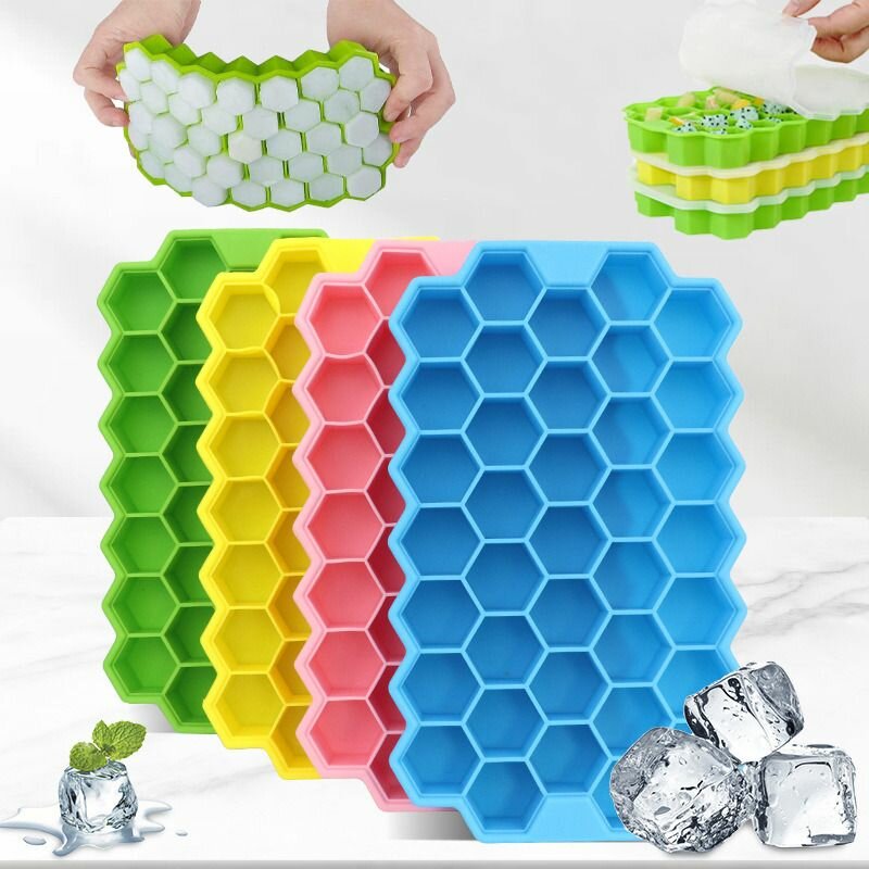 37-Grid Honeycomb Ice Cube Maker  Easy Push Pop Out with Li