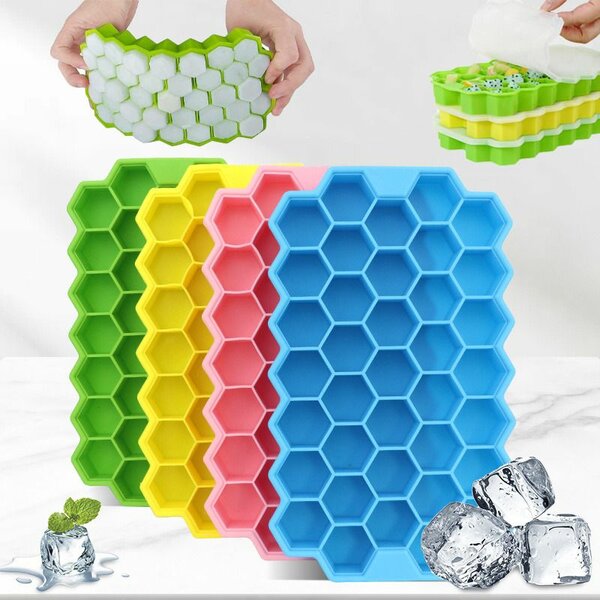 37-Grid Honeycomb Ice Cube Maker  Easy Push Pop Out with Li