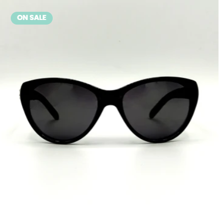 Cat Eye Black Women Sunglasses With Heavy Stone Side