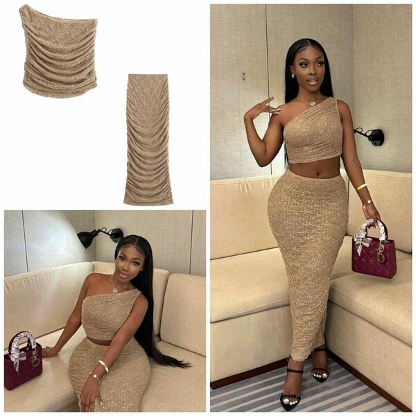 Robe asymétrique brillante