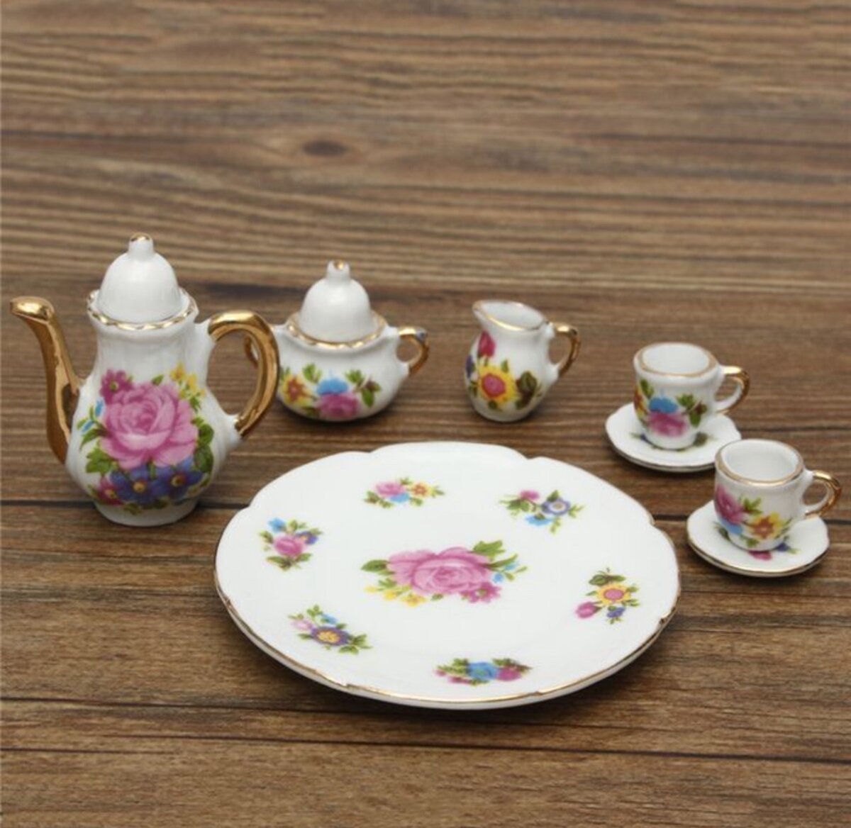 Ceramic Tea Cup Retro Flower Cup 8-piece Set