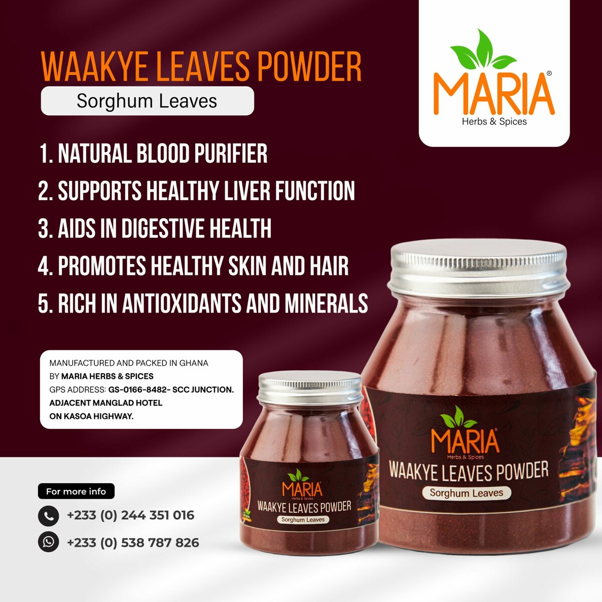 Waakye Leaves Powder (Sorghum Leaves)