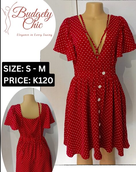Chic women's dress color red s - m