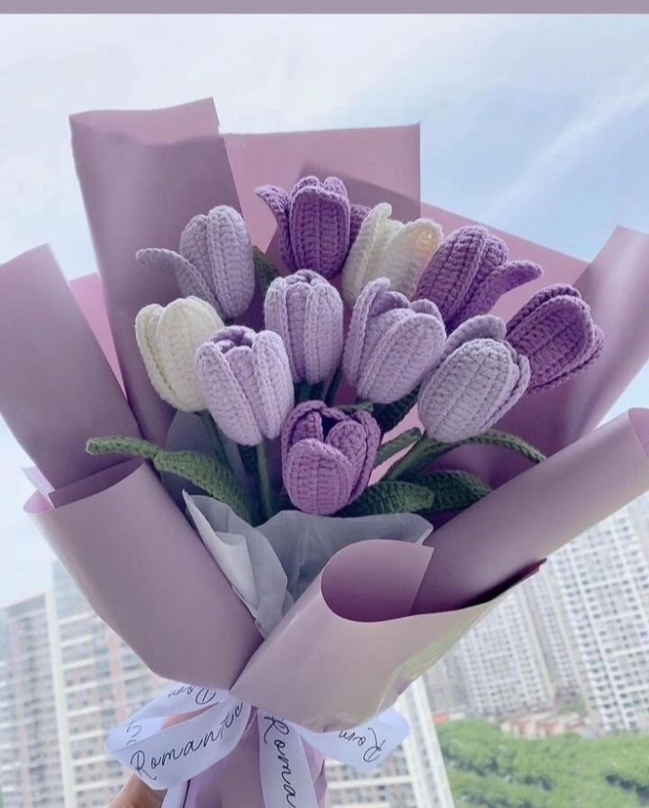 Bouquet de fleurs tricotées