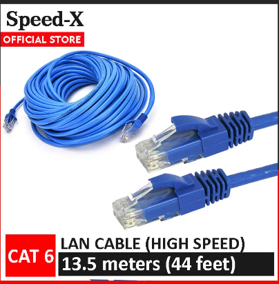 SpeedX LAN Cable 13.5 meters (44 feet) Cat 6 Ethernet Cable Fixed Connectors Internet Wire