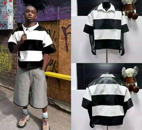 Chemise skaï à manches courtes